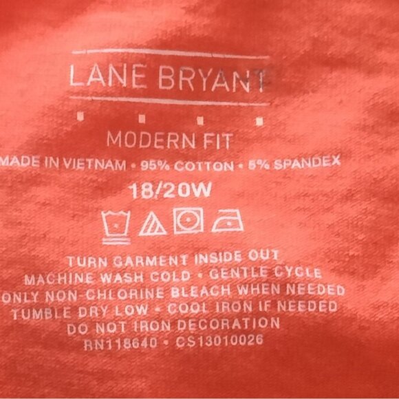 Lane Bryant Size 18/20W Top Coral 3/4 Sleeve Rhinestone Embellishment Modern Fit - Picture 8 of 11